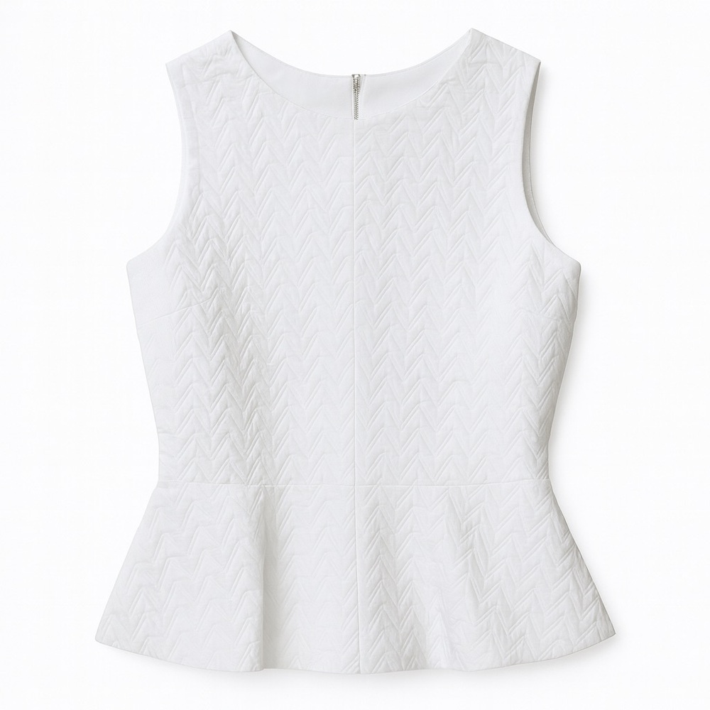 Vince Camuto • Textured Peplum Top • White • Size 0P